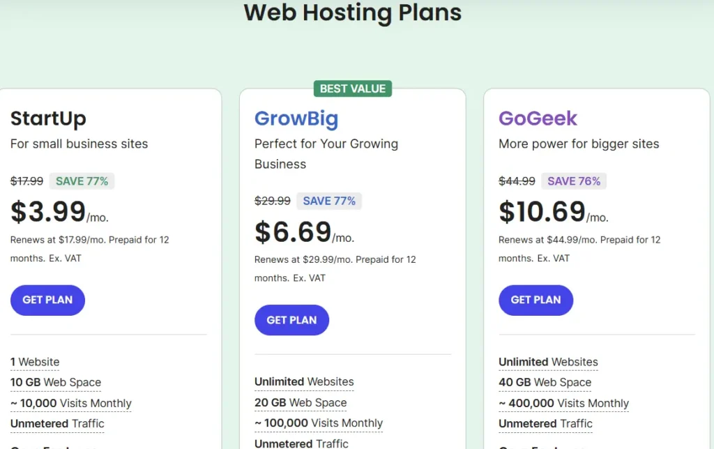SiteGround Review pricing table 2026
